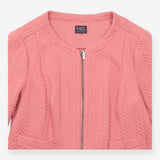 Quilted Jacket Dusty Pink Chevron Zip Front