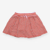 Skort Red Daisies with Striped Waistband