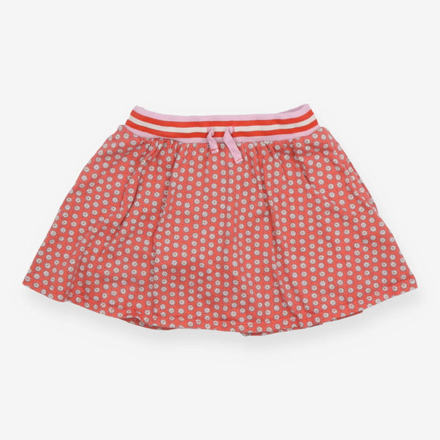 Skort Red Daisies with Striped Waistband