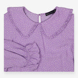 Blouse purple collared polka dot