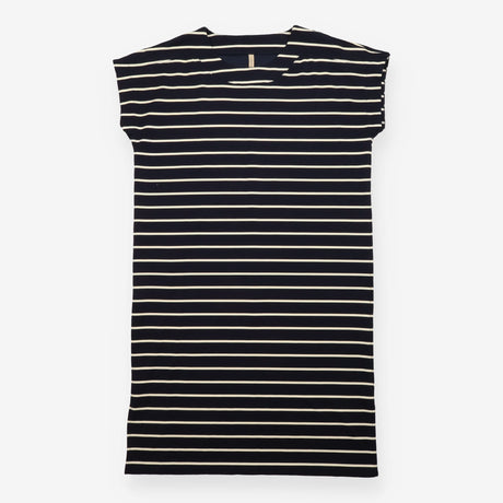 Dress Navy Blue Cream Stripe Short Sleeve