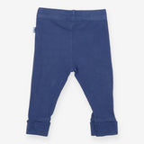 Blue ribbed leggings with whale tag