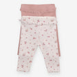 Leggings ribbed pink white floral 2 Pack