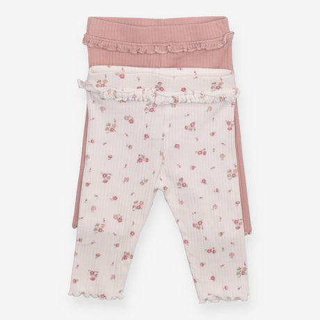 Leggings ribbed pink white floral 2 Pack
