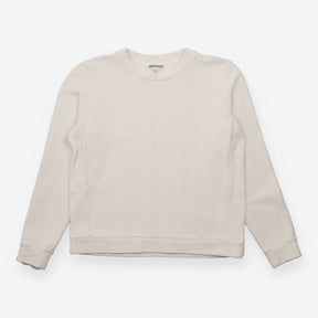 Ribbed Long Sleeve Crew Neck Sweatshirt Off White