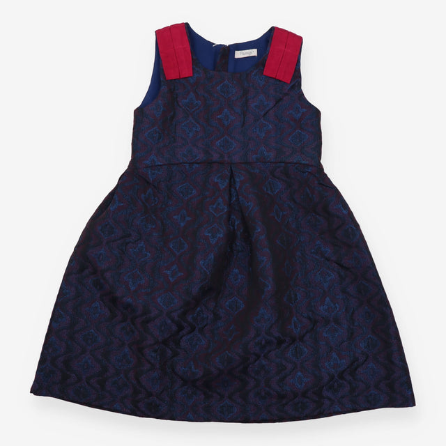 Primigi jacquard Dress Navy dark pink shoulder 