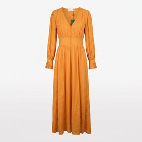 Holland Cooper Burnt Orange Button Front Maxi Dres