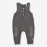 Romper Dungarees grey with white buttons