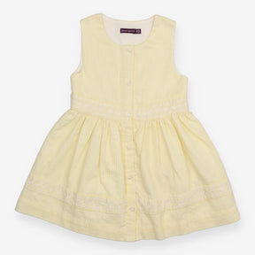Sleeveless Summer Dress Yellow and White Strips wi