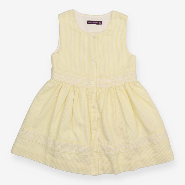 Sleeveless Summer Dress Yellow and White Strips wi