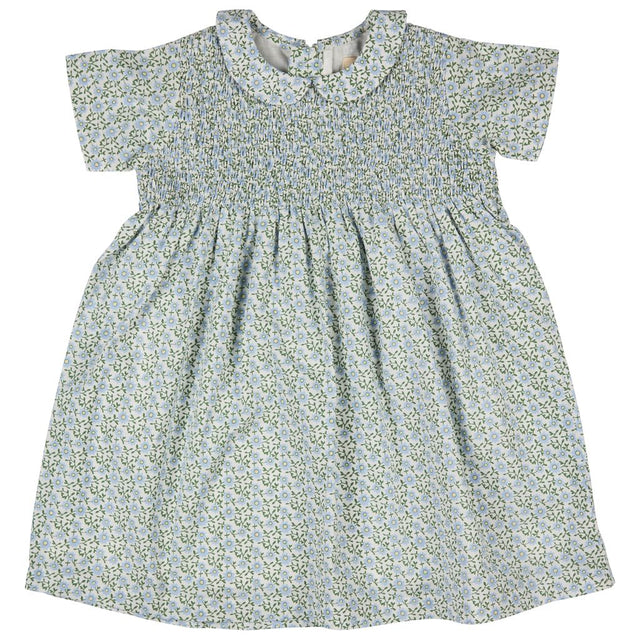 Smock Peter Pan collar dress -Ditsy Blue