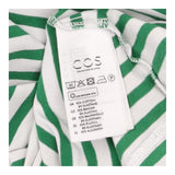 Breton Top Green White Stripe Wide Neck Cotton