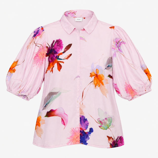lILAC Floral Zip-Front Longline Shirt