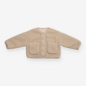 Sherpa Cardigan with Pockets and Poppers Cream