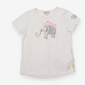 Tee white SS elephant Be Happy