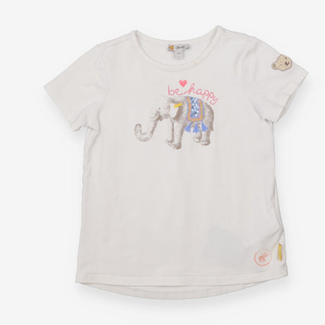 Tee white SS elephant Be Happy