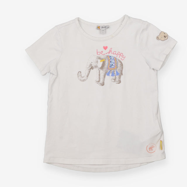 Tee white SS elephant Be Happy