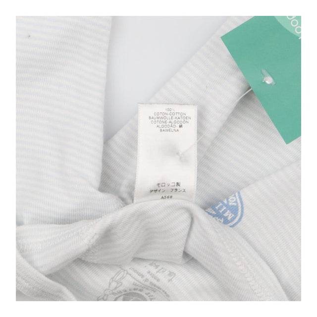 Blue and white stripe wrap bodysuit