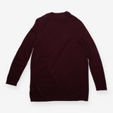 Longline Cardigan Burgundy Pointelle Knit Open Fro
