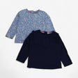 Tops Long Sleeve Blue with Hearts 2pcs