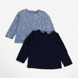 Tops Long Sleeve Blue with Hearts 2pcs