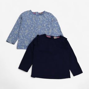 Tops Long Sleeve Blue with Hearts 2pcs