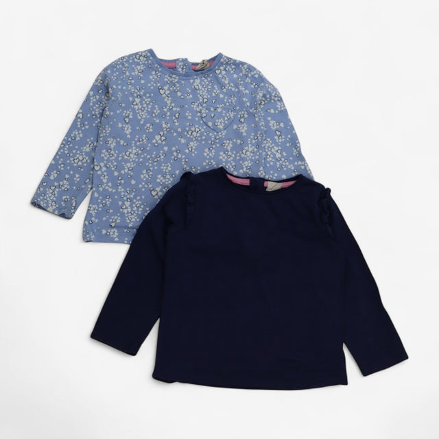 Tops Long Sleeve Blue with Hearts 2pcs