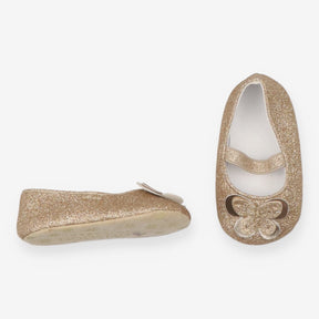 Gold Sparkly Pumps with Butterfly 