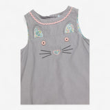 Dress Cord Sleeveless Grey Kitten Face 