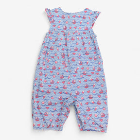 Woven Romper Blue and Pink Seaside Print