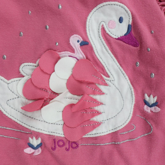 T-Shirt Long Sleeve Pink with Applique Swan 
