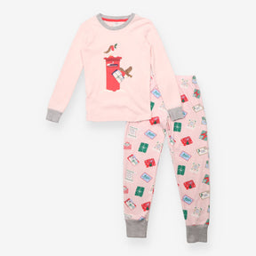 Pyjamas pink festive robin postbox