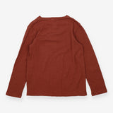 Waffle Tee Shirt With Grandad Collar Rust