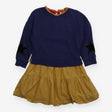 Dress long sleeve navy and yellow