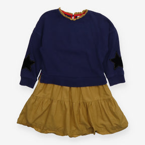 Dress long sleeve navy and yellow