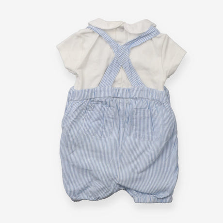 Striped blue and white romper with bodysuit