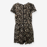 Lace Overlay Playsuit – Black & Nude