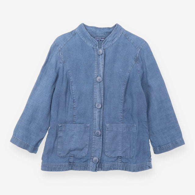 Linen Jacket Navy Blue Bullfinch Button Front