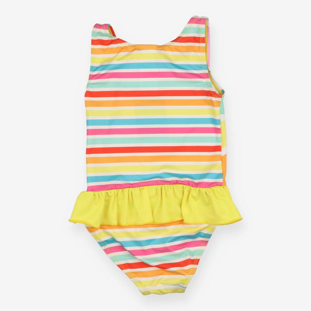 Swimsuit sun front stripe back yellow frill