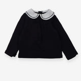 T-shirt long sleeve black with black dots white co