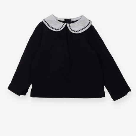 T-shirt long sleeve black with black dots white co