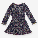 Dress Long Sleeved Navy Autumn Leaves
