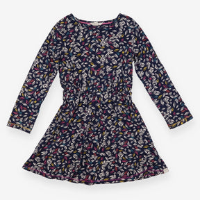 Dress Long Sleeved Navy Autumn Leaves