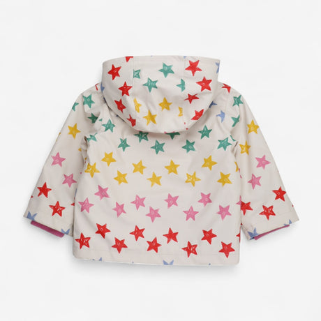 Raincoat Fleece Lined Cream with Rainbow Stars