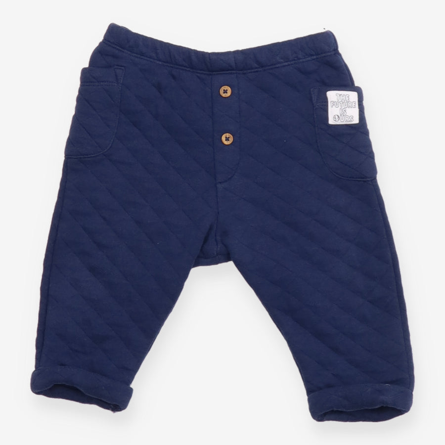 Joggers Quilted Navy with Brown Buttons
