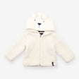 Fleece Zipped Hoodie Cream with Bear Face on the H
