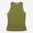 Ribbed Cotton Racerback Vest Top Khaki Olive Green