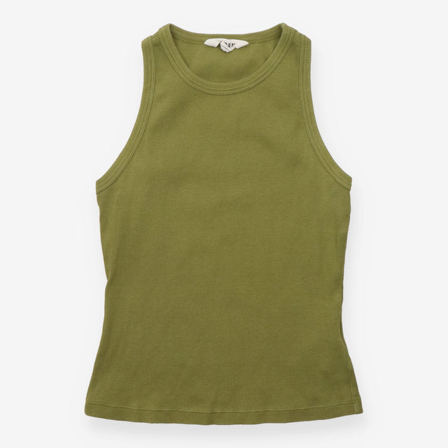 Ribbed Cotton Racerback Vest Top Khaki Olive Green