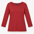 Long Sleeve Top Crew Neck Plain Burgundy Berry