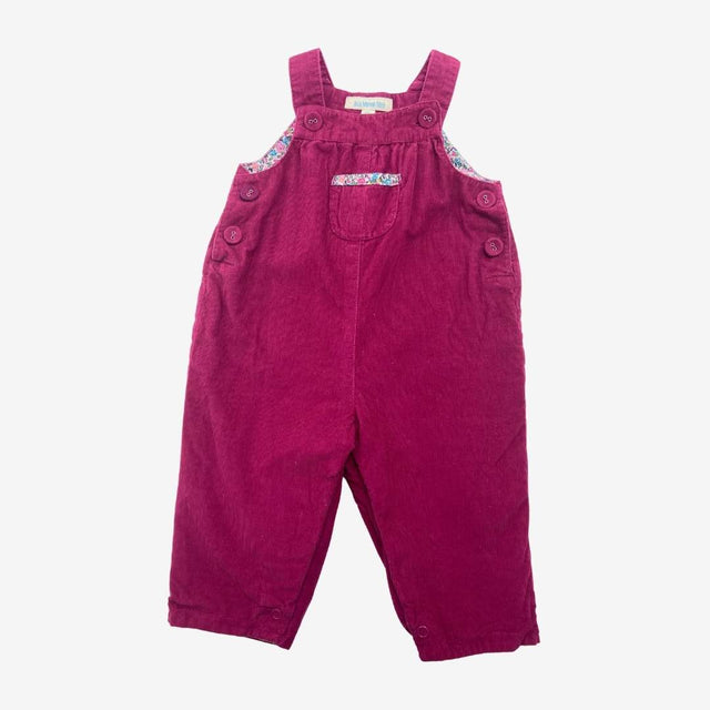 Magenta cord and ditsy dungarees